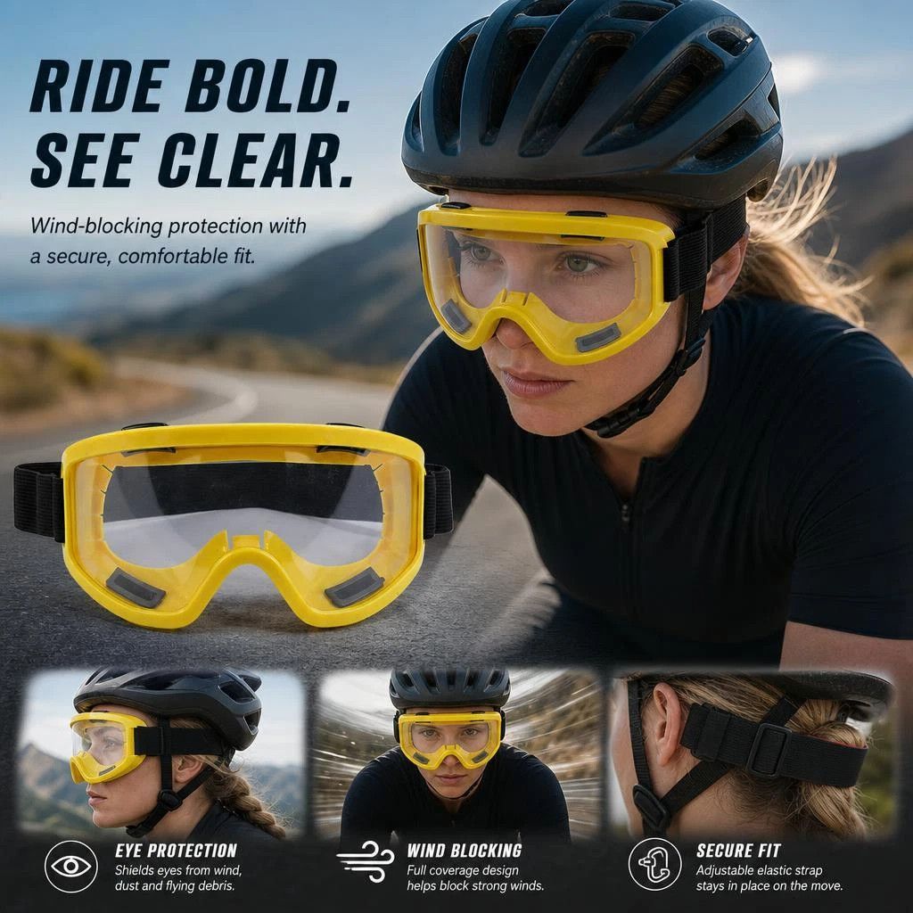 Sweet Surprise Outdoor Protective Glasses, Yellow Frame Clear Lens - Image 1