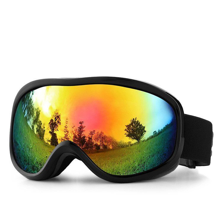 Thoughtful Holiday Gift Double-Layer Anti-Fog Ski Goggles, Breathable HD Lenses Cut Harsh Reflections, Black Frame Red Imitation Lens - Image 2