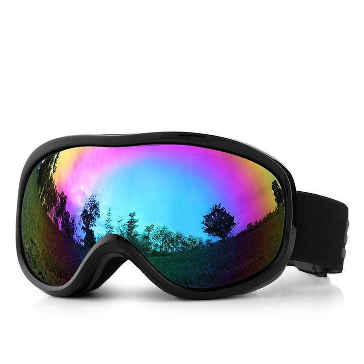 Heartfelt Present For Ski Enthusiasts, Wind Resistant Anti-Glare Ski Glasses With Vibrant Rainbow Lens, Black Frame - Image 2