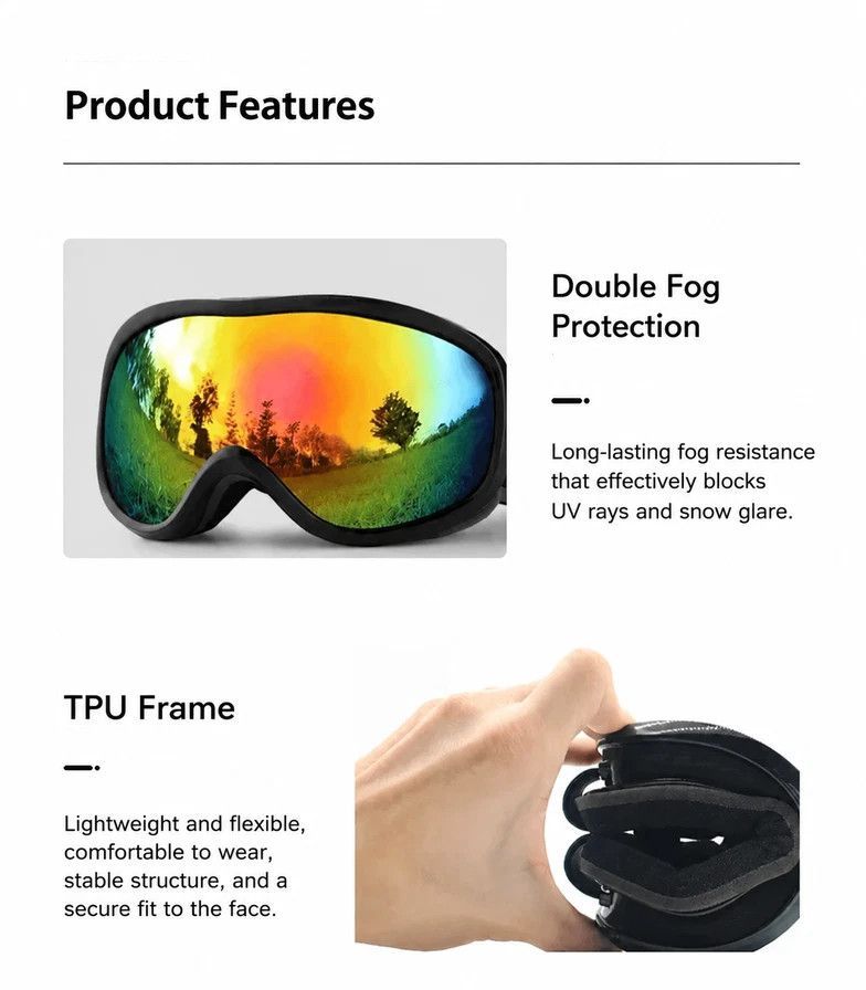 Ideal Practical Ski Gear Gift, Ventilated Anti-Reflection Ski Goggles For All-Day Outdoor Use, White Frame Purple Lens - Image 5