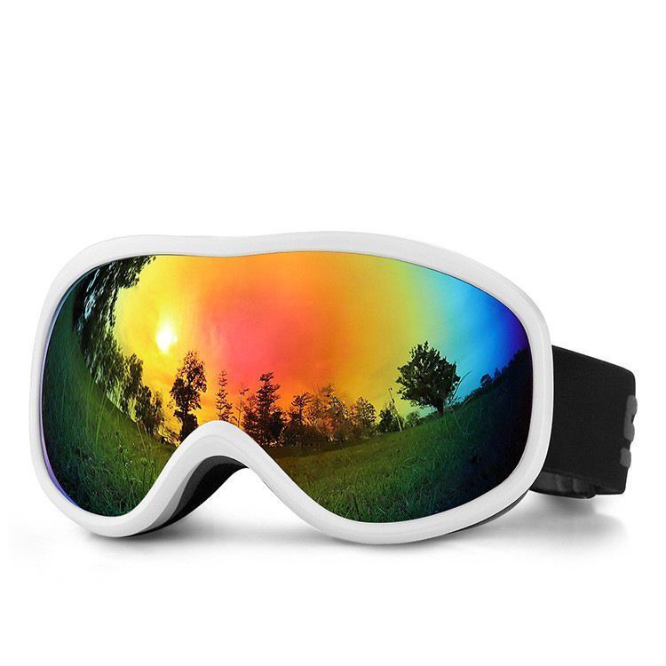 Tiny Warm Token For Snow Lovers, HD Windproof Ski Glasses With Light Filter Coating, White Frame Red Imitation Lens - Image 2