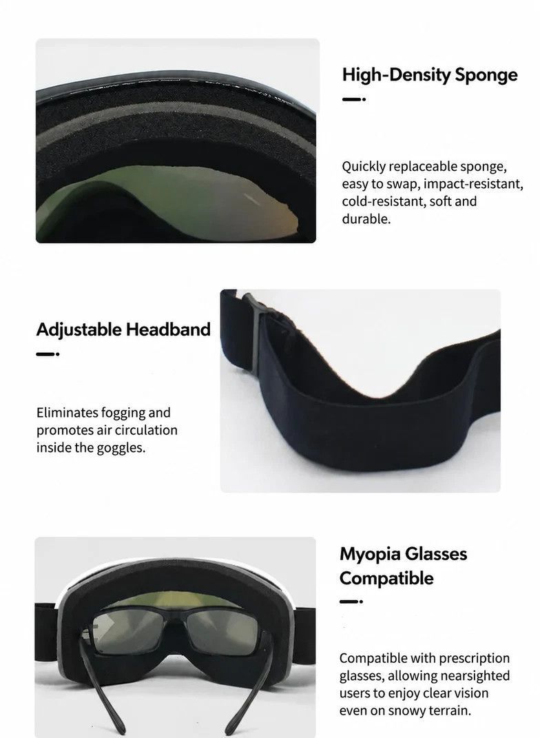 Tiny Warm Token For Snow Lovers, HD Windproof Ski Glasses With Light Filter Coating, White Frame Red Imitation Lens - Image 6