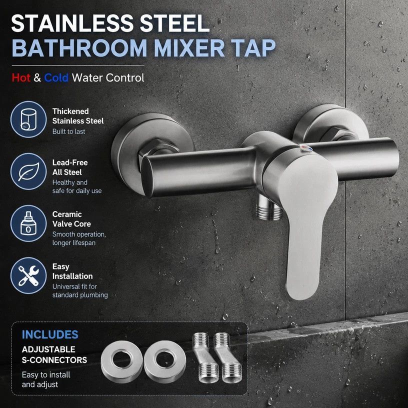 Heartwarming Bathroom Upgrade Present, Stainless Hot Cold Mix Tap Control Fittings, Downward Shower Style Complete Accessories - Image 1