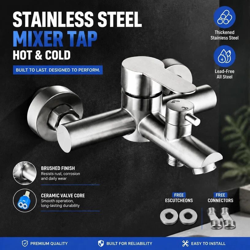 Ideal Home Renovation Gift Hot Cold Mix Tap Bathroom Switch Hardware, Triple Rotating Model Complete Accessory Pack - Image 1