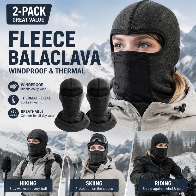 Thermal Ski Neck Gaiter, Grey Long Version, One Size, 2 Pcs - Image 1