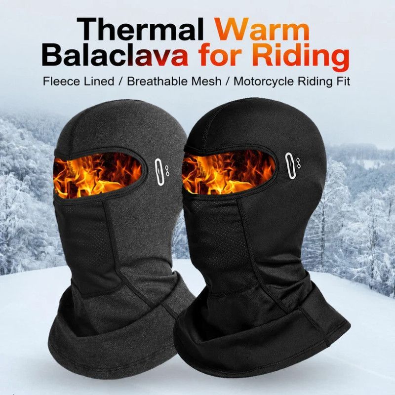 Wind Block Warm Face Mask, Black Long Design, One Size, 2 Pcs - Image 2