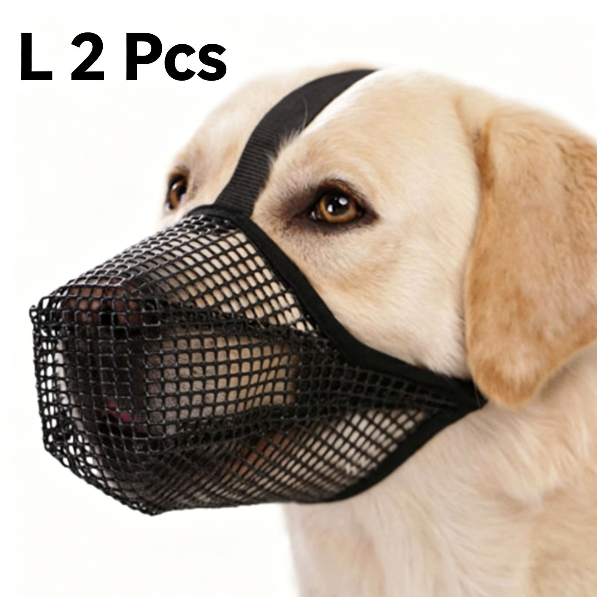 Black Mesh Dog Muzzle L 2pcs, Drinkable - Image 1
