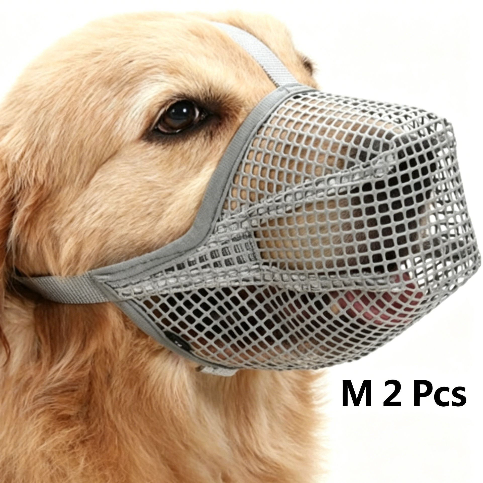 Grey Mesh Dog Muzzle M 2pcs, Drinkable - Image 1