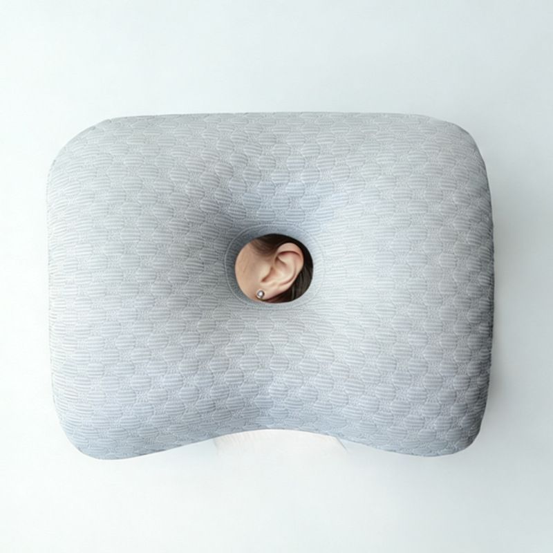 Grey Ice Bean Cool Ear Pillow, Hollow Cutout For Summer Side Sleep - Image 1