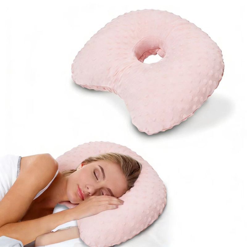 Pink Plush Bean Velvet Ear Cushion, Soft Buffer Avoid Ear Soreness - Image 1