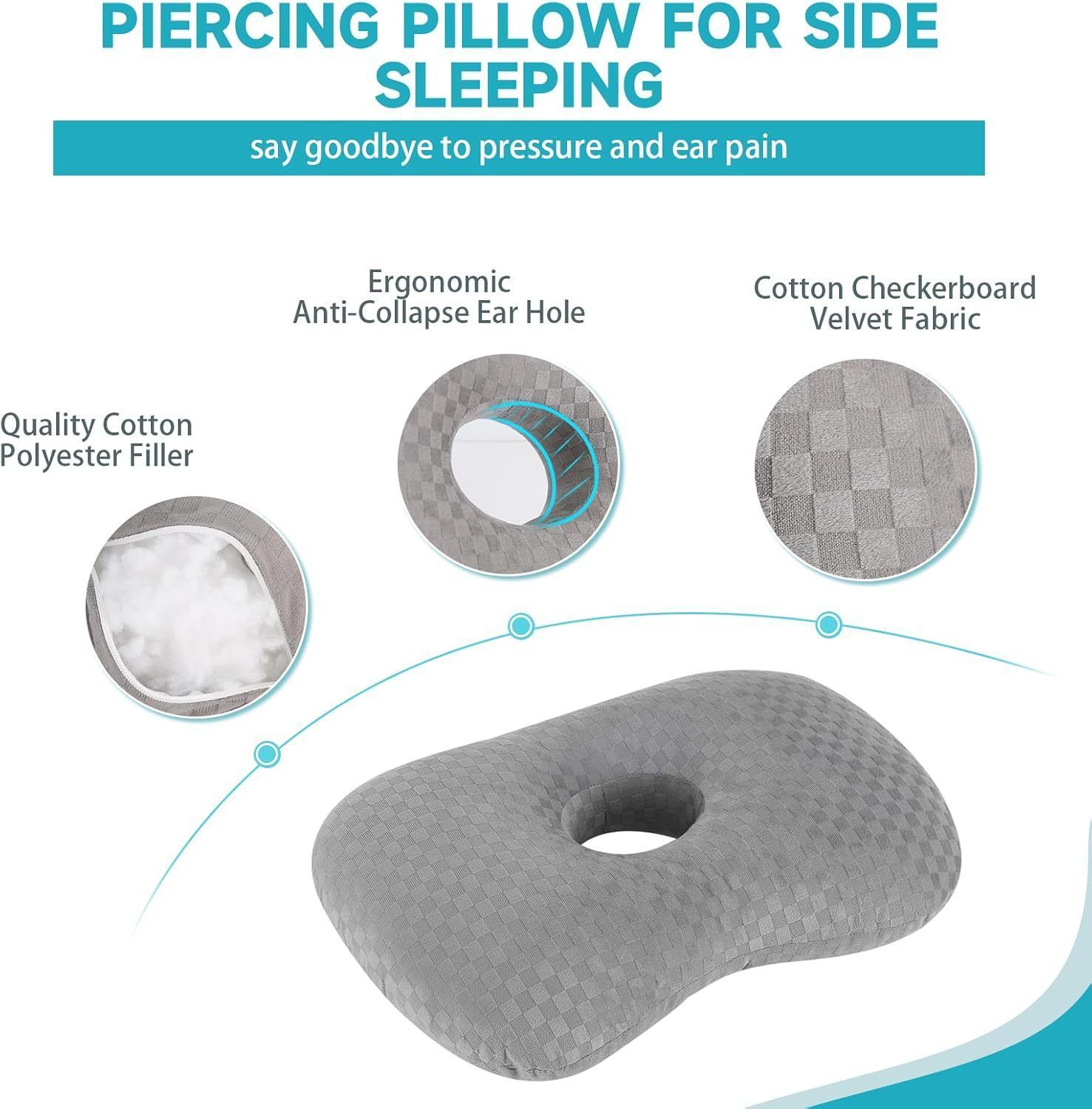 Green Bean Velvet Soft Ear Pillow, Cushion Sharp Piercing Ache - Image 4