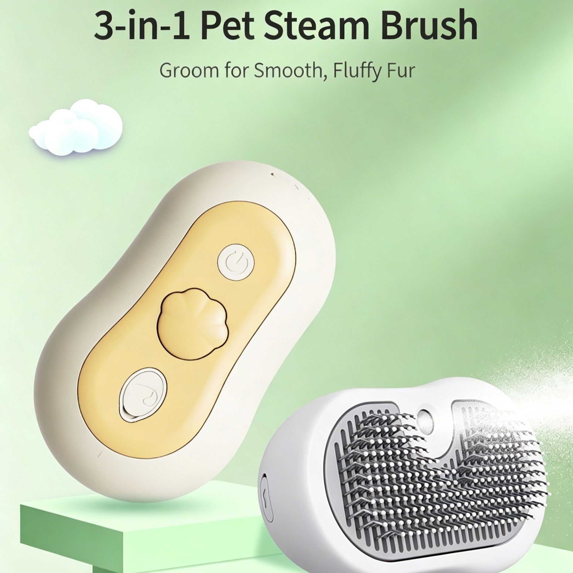White Grey Pet Spray Grooming Comb 2pcs, Anti Flying Cat Hair Massager Brush - Image 2