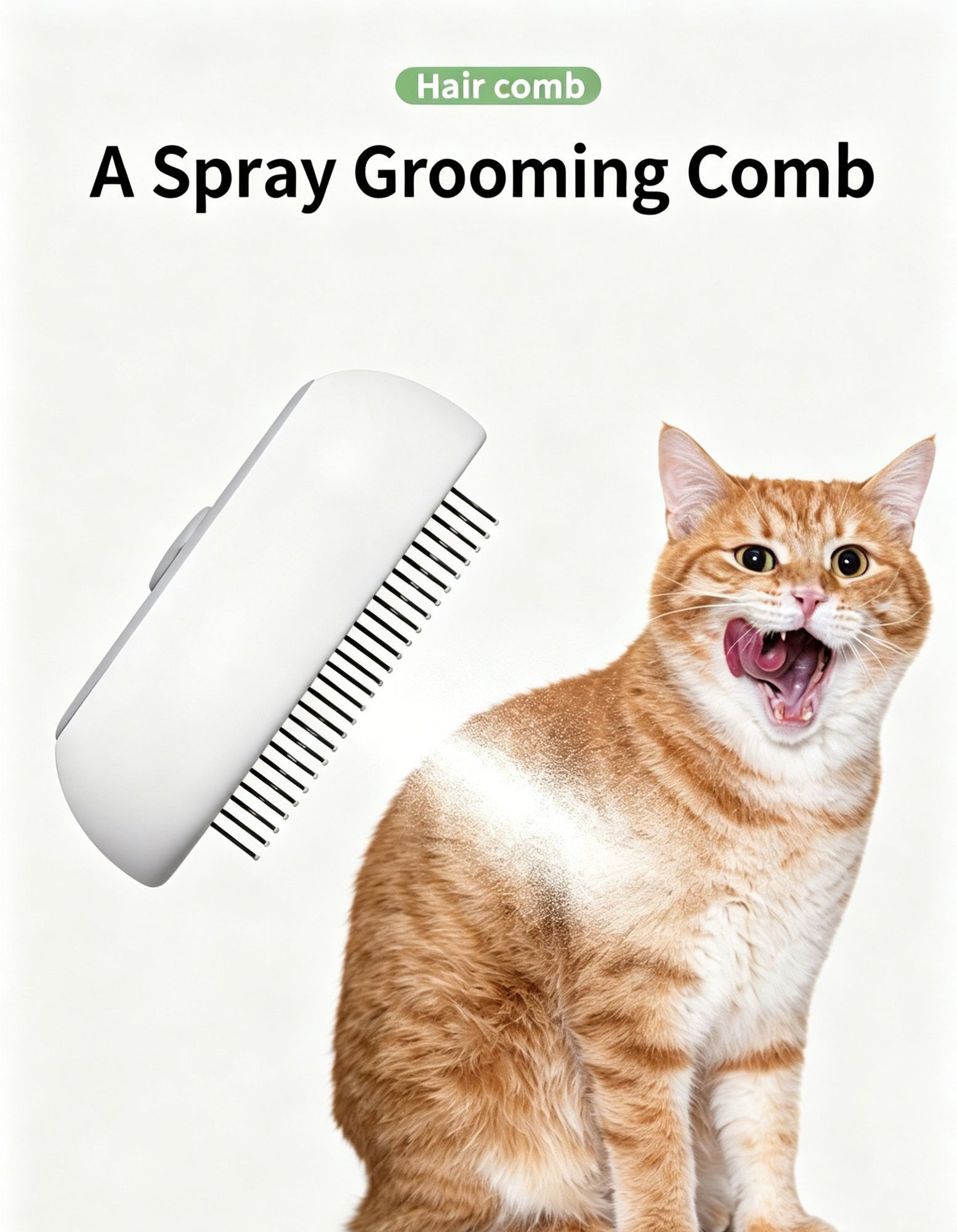 White Grey Pet Spray Grooming Comb 2pcs, Anti Flying Cat Hair Massager Brush - Image 6