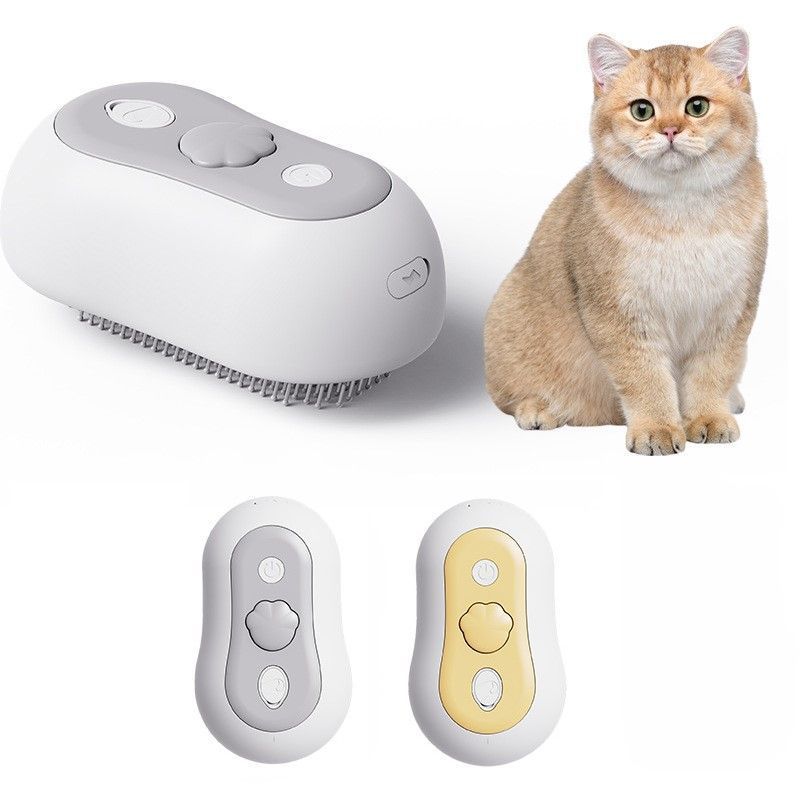 White Grey & White Yellow Combo Spray Comb 2pcs, Cat Grooming Massage Tool - Image 1