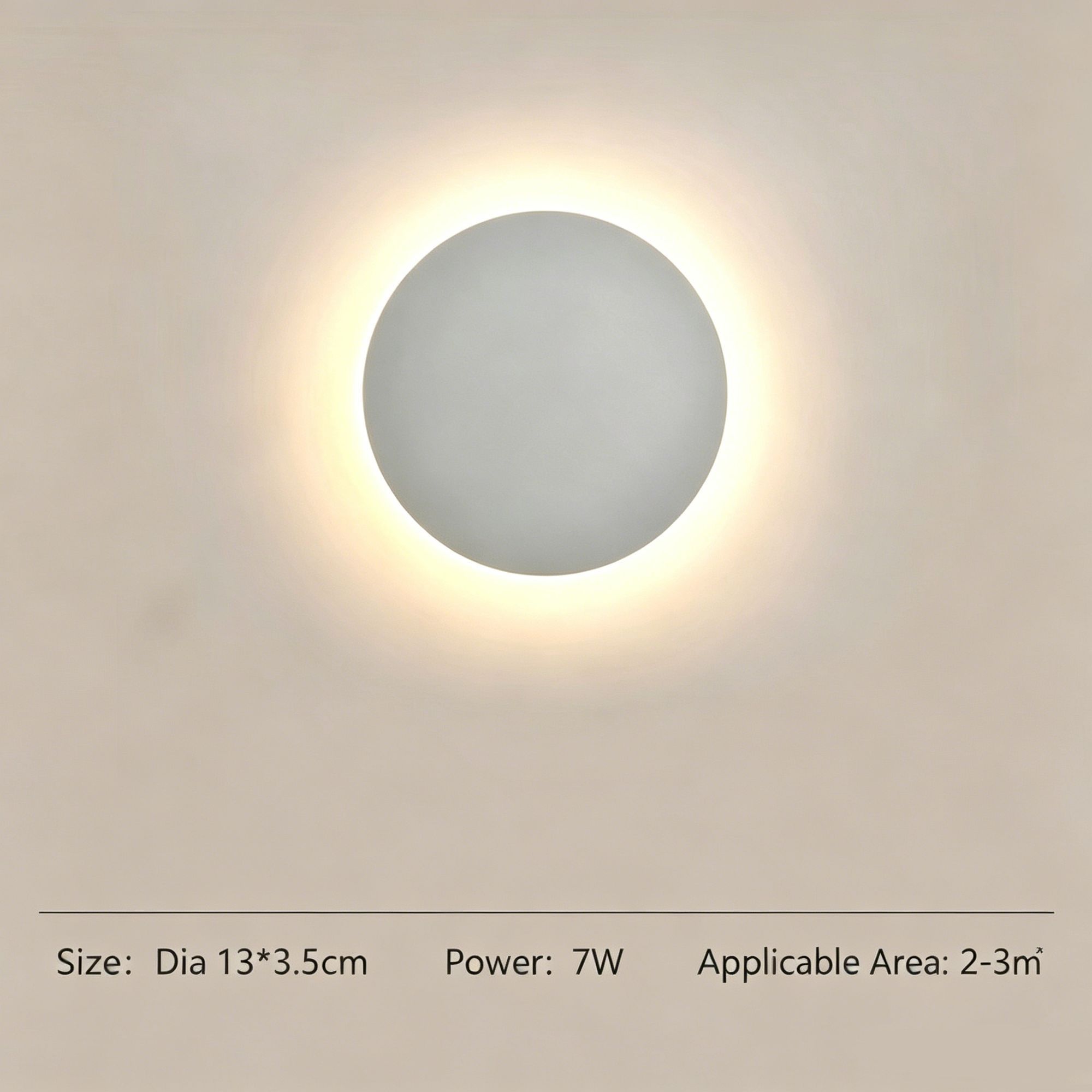 13CM White Regular Eclipse LED Wall Light Stepless Dimming - Image 1