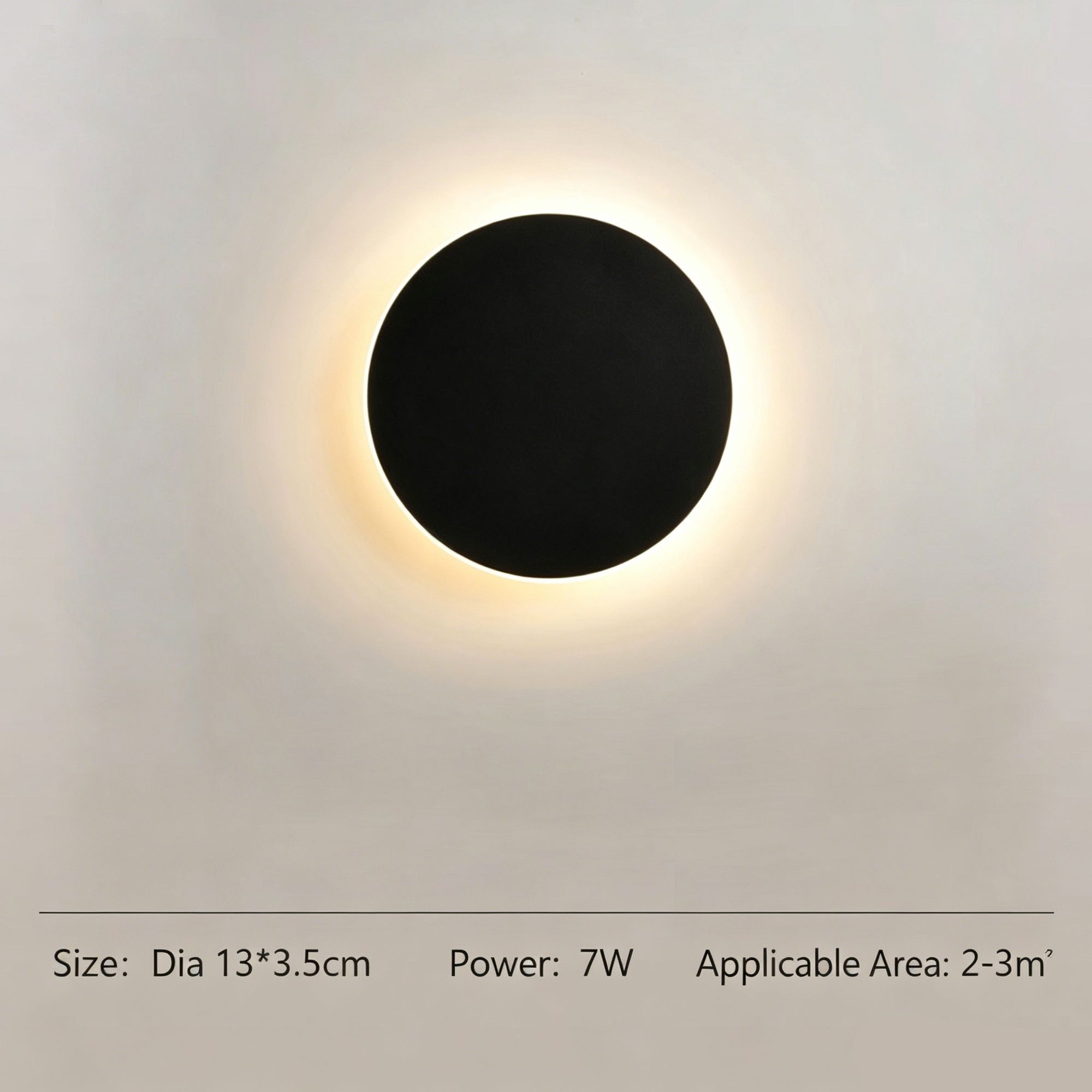 13CM Black Regular Eclipse LED Wall Light Stepless Dimming - Image 1