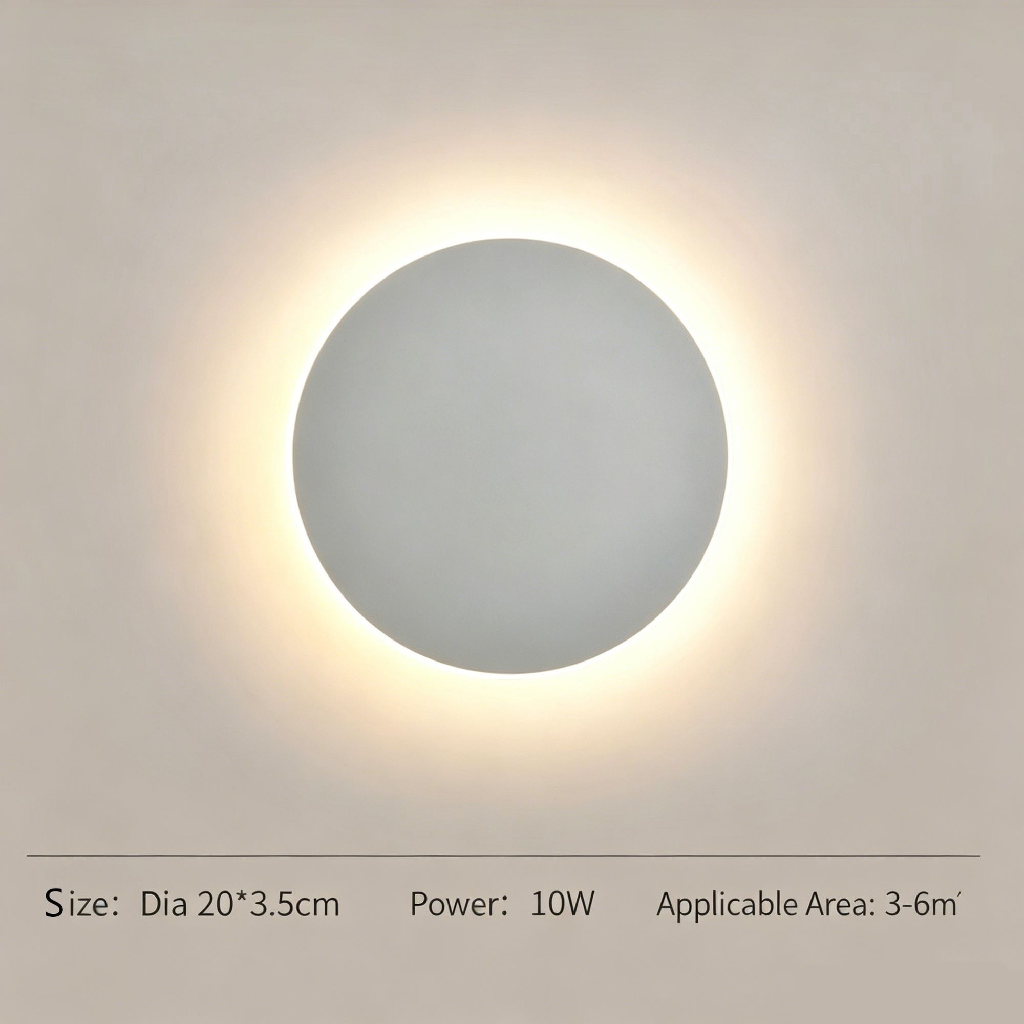 20CM White Regular Eclipse LED Wall Light Stepless Dimming - Image 1