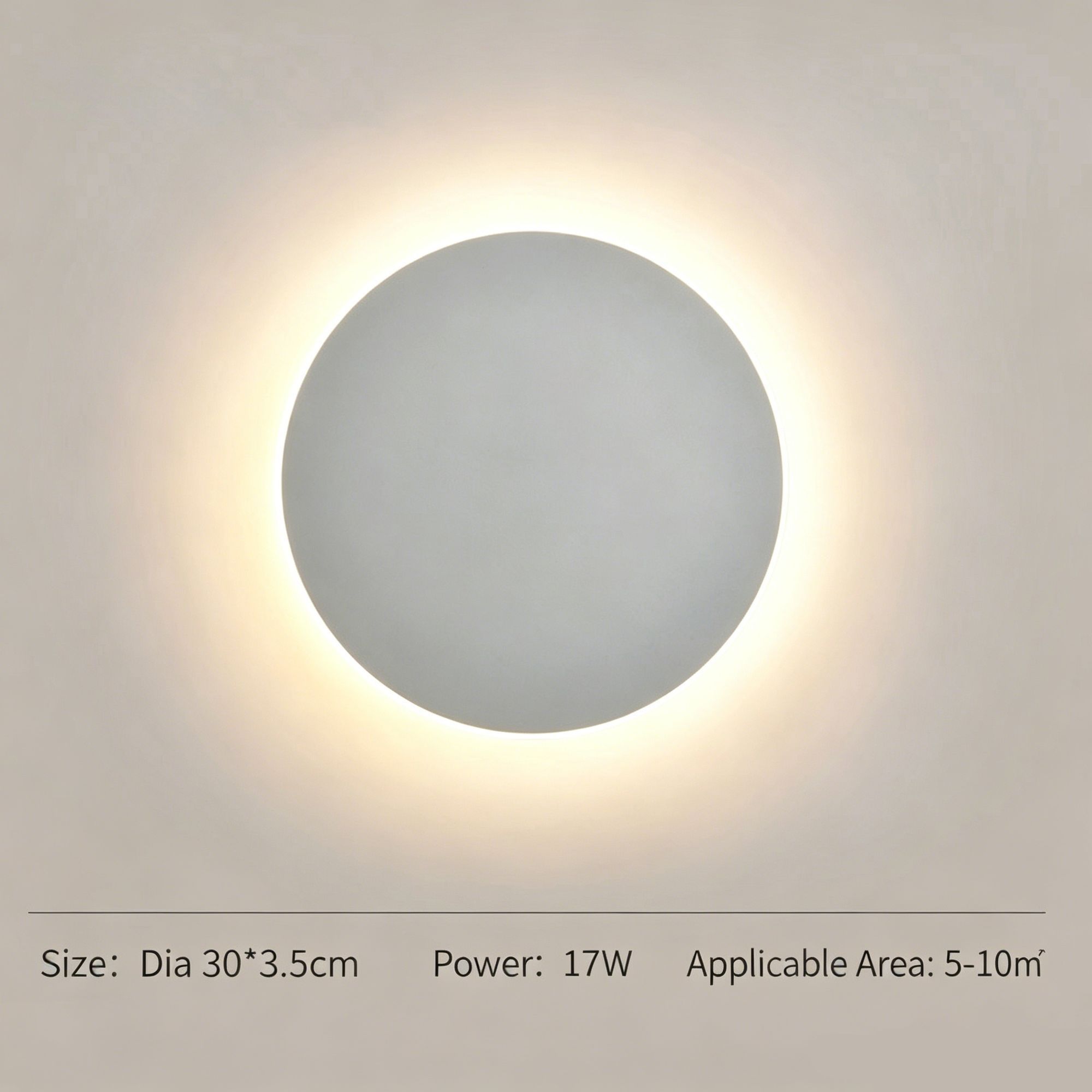 30CM White Regular Eclipse LED Wall Light Stepless Dimming - Image 1
