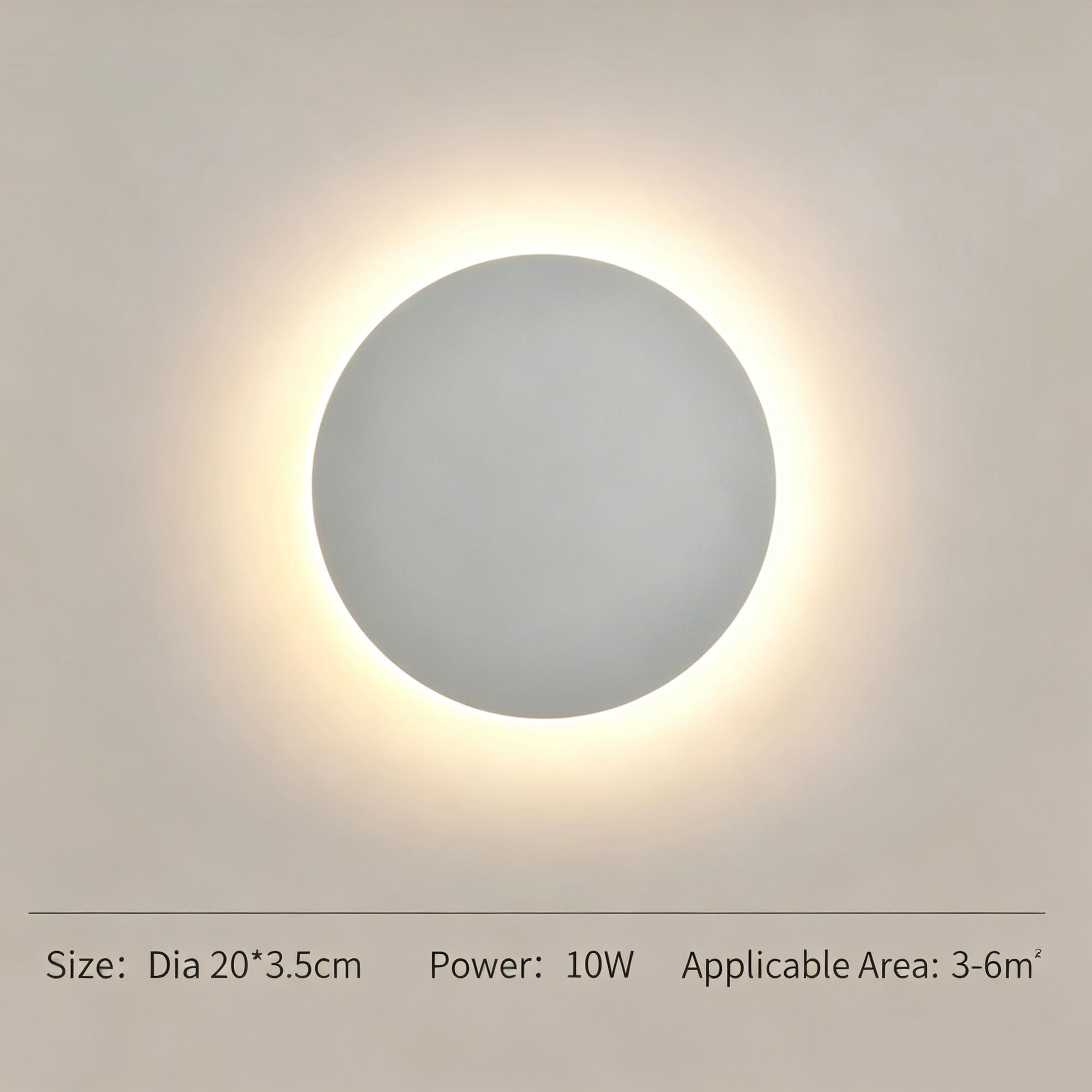 20CM White Touch Eclipse LED Wall Light Stepless Dimming - Image 1