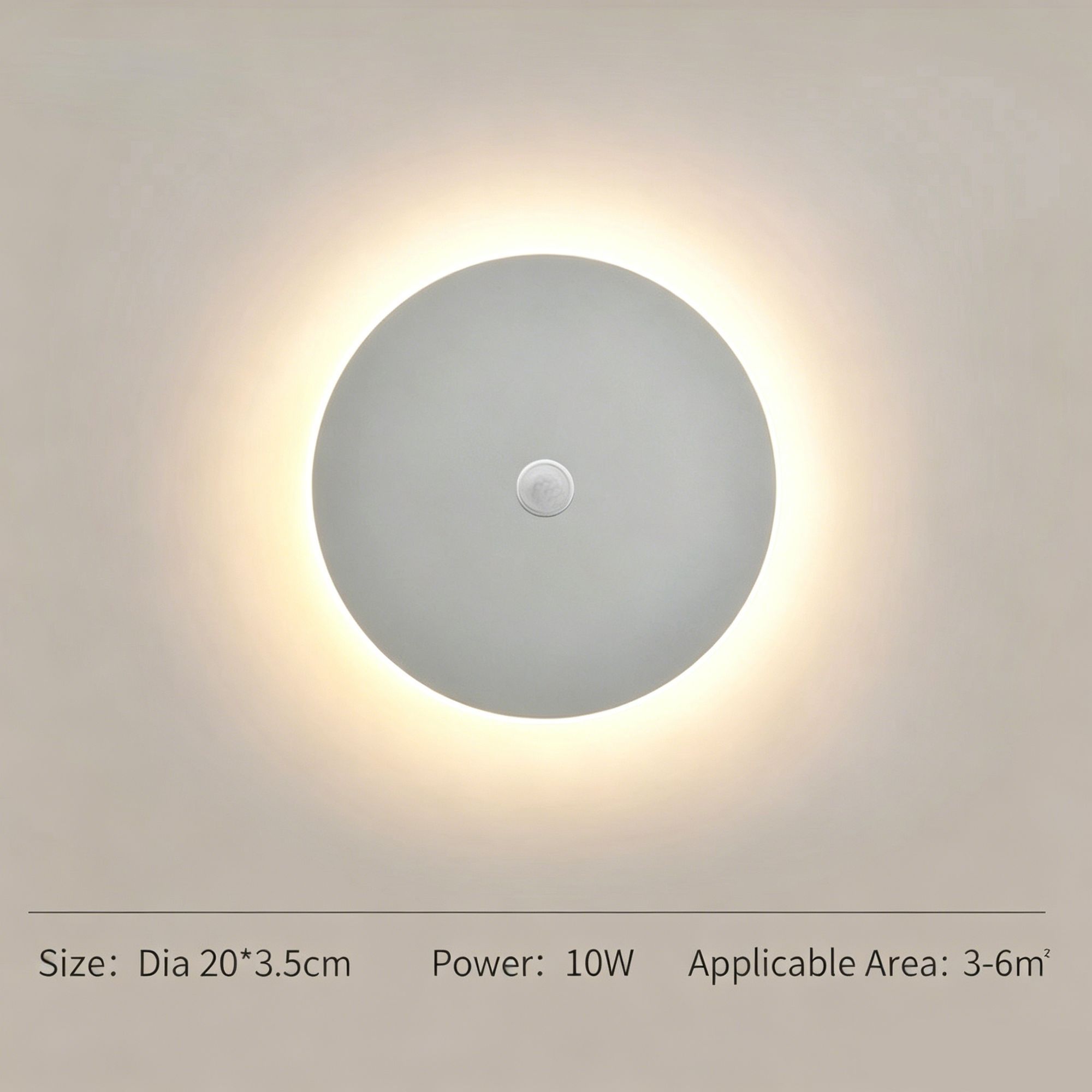 20CM White Sensor Eclipse LED Wall Light Stepless Dimming - Image 1
