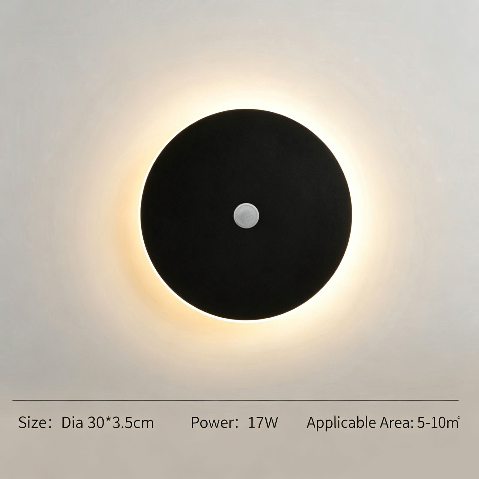 30CM Black Sensor Eclipse LED Wall Light Stepless Dimming - Image 1