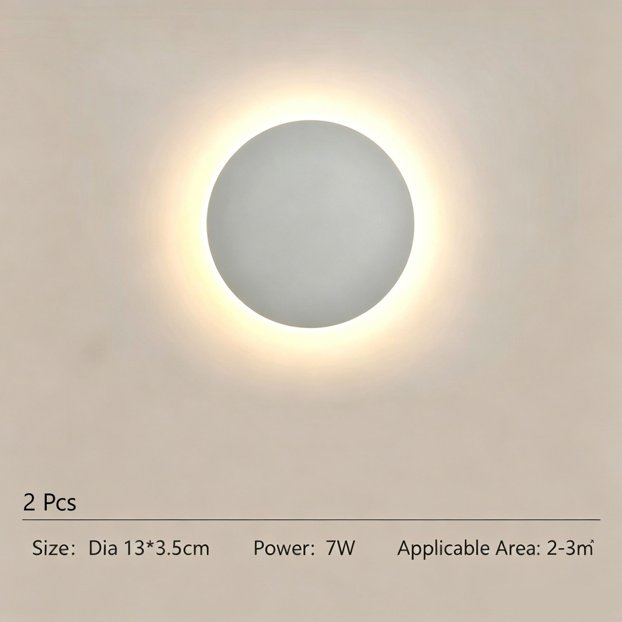 13CM White Regular Eclipse Wall Light 2Pcs Stepless Dimming - Image 1