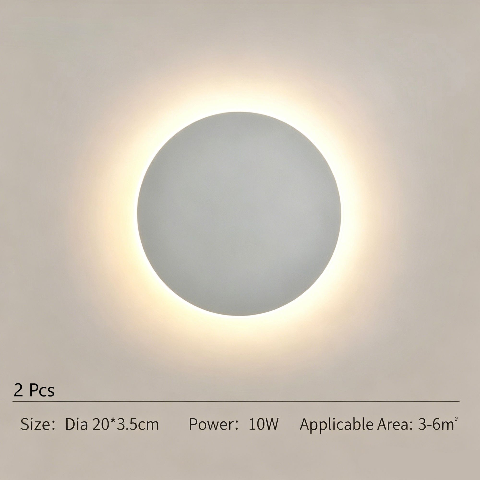 20CM White Touch Eclipse Wall Light 2Pcs Stepless Dimming - Image 1