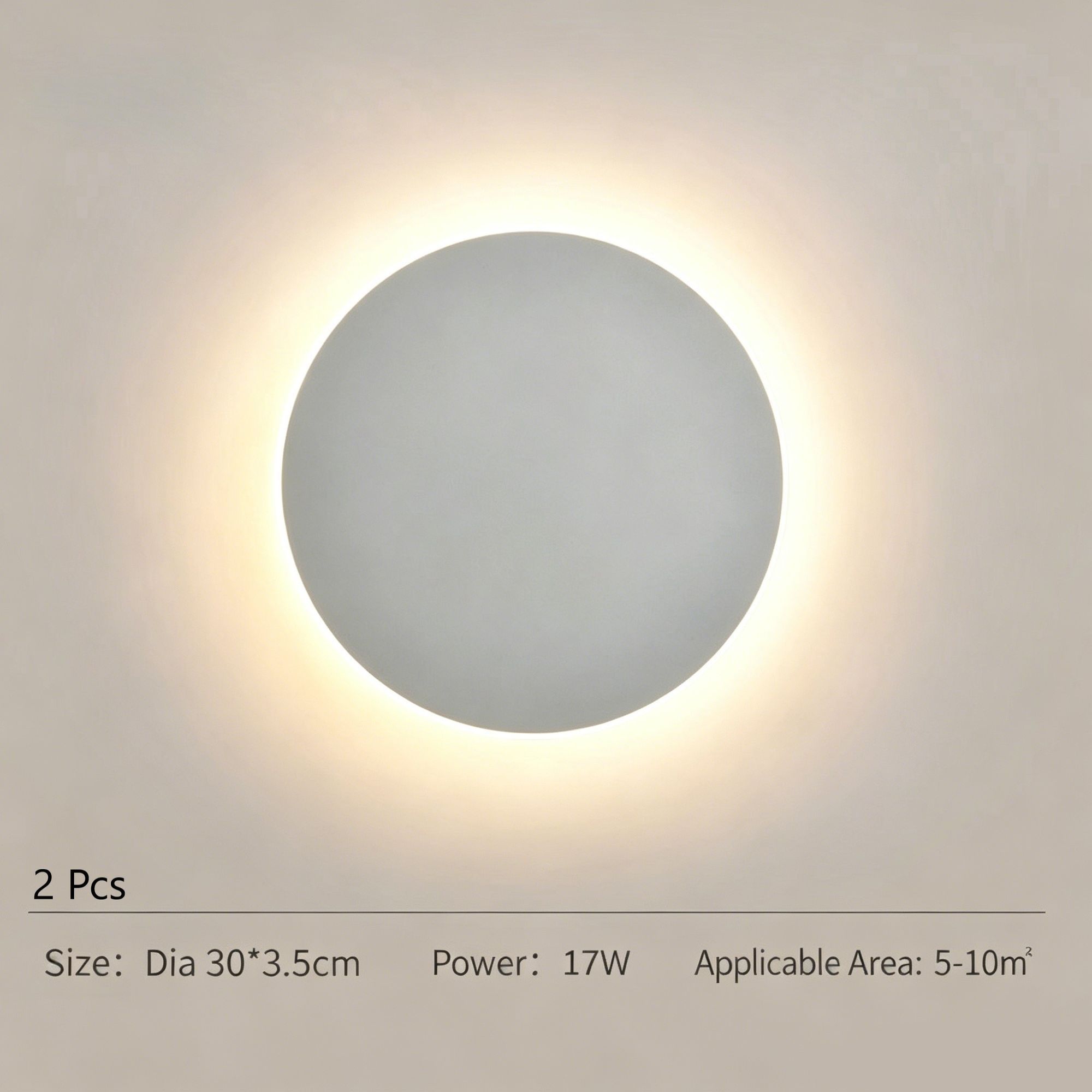 30CM White Touch Eclipse Wall Light 2Pcs Stepless Dimming - Image 1