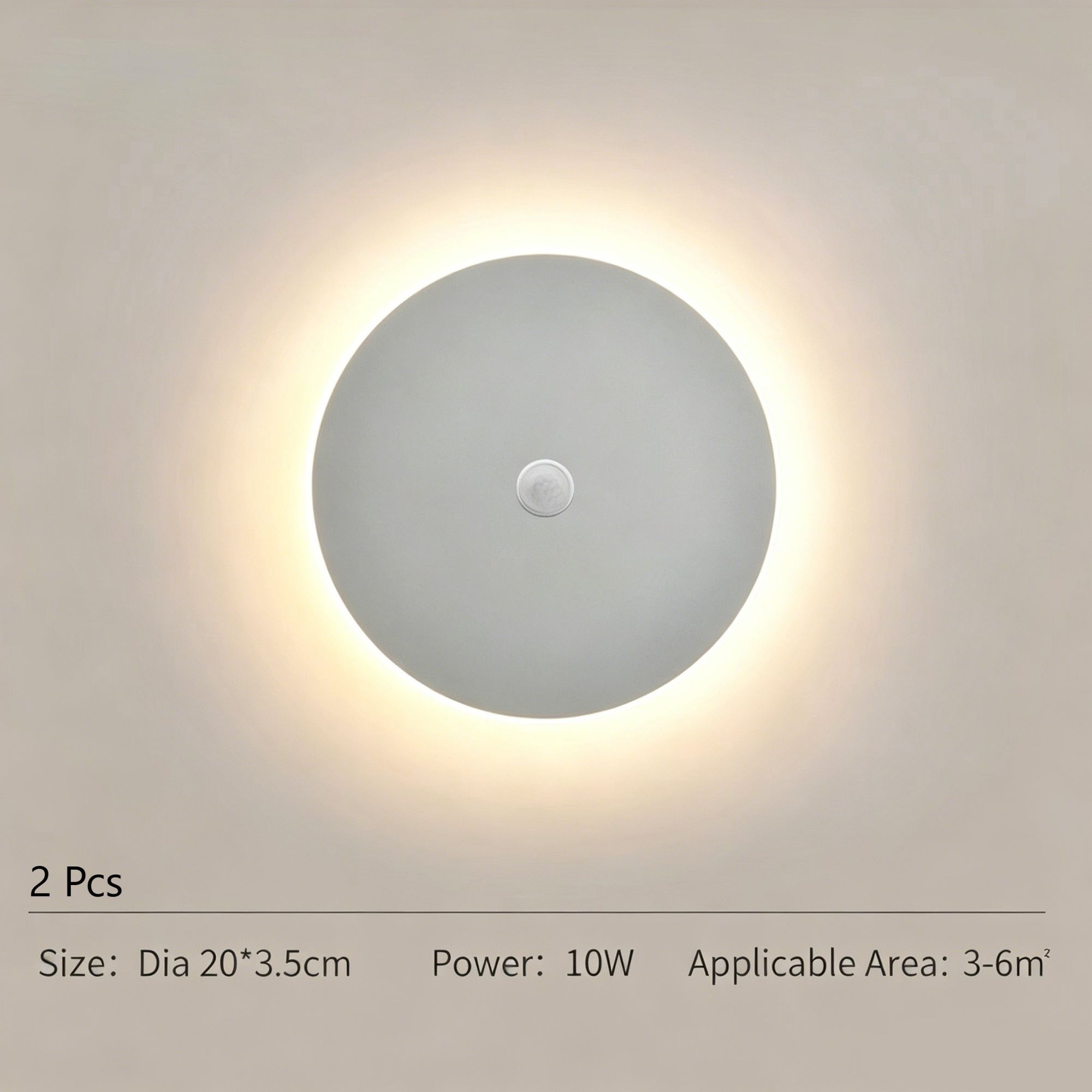 20CM White Sensor Eclipse Wall Light 2Pcs Stepless Dimming - Image 1