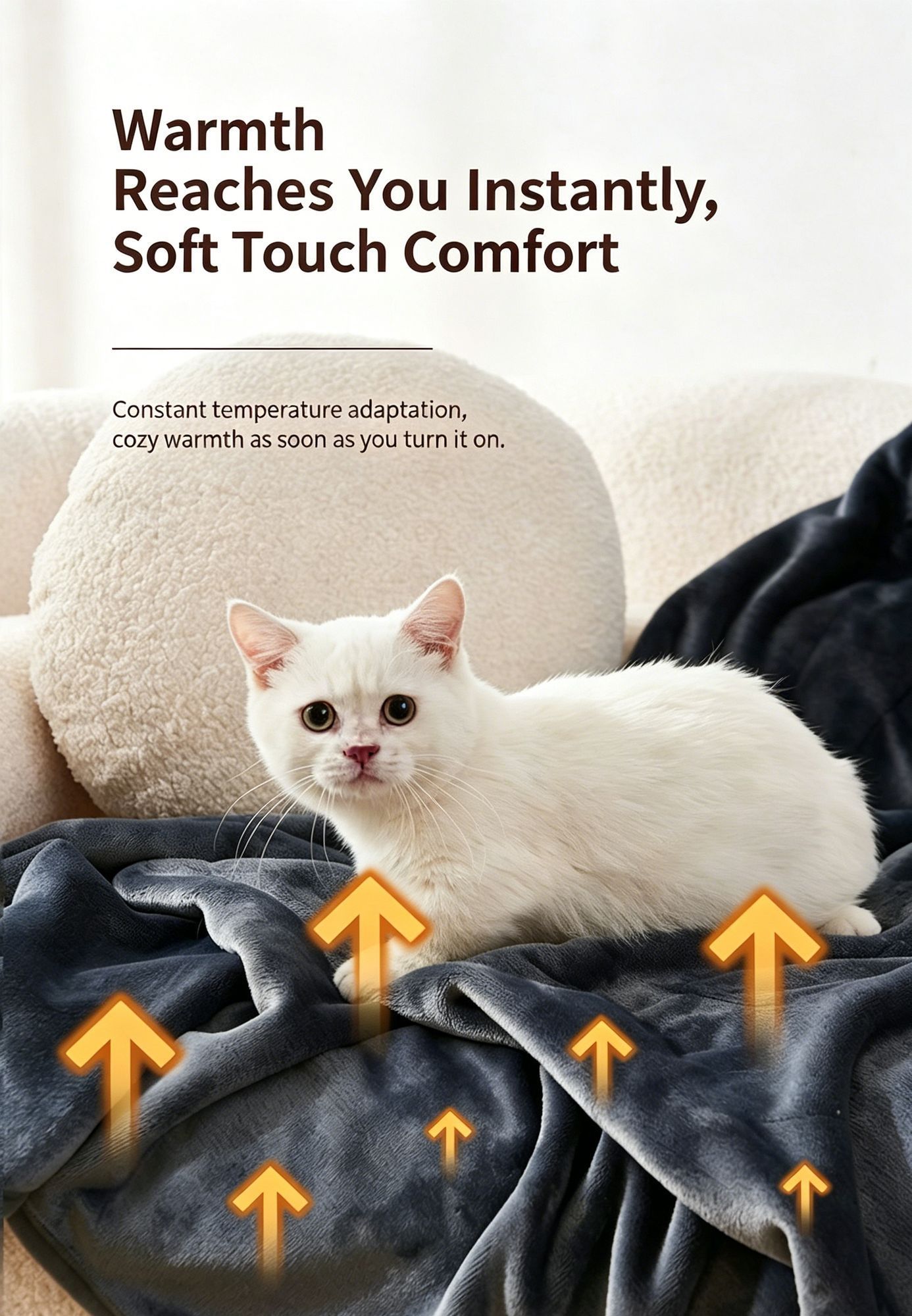 White USB Temperature Control Electric Blanket Portable Warm Cover For Student Home Use - Image 4