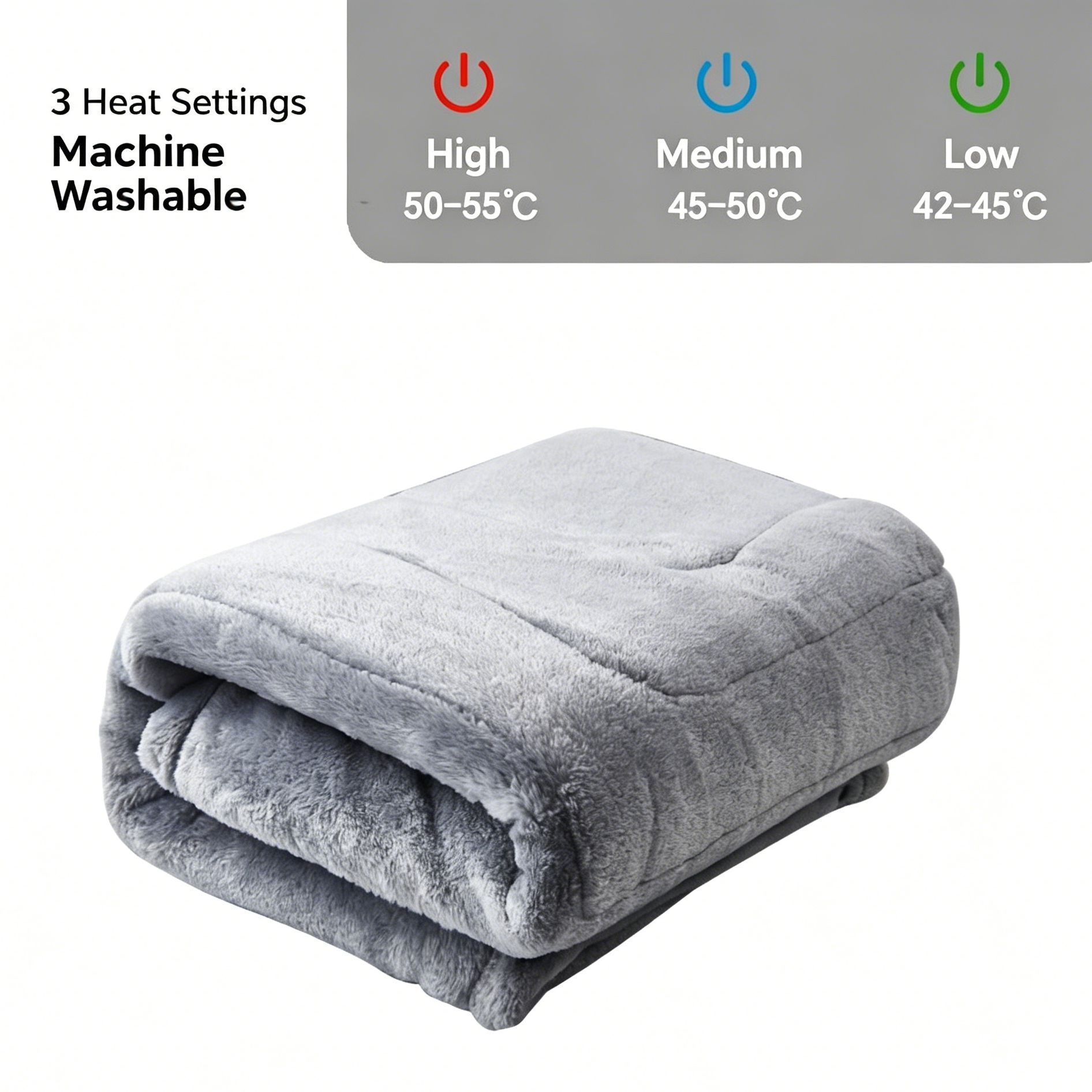 Light Grey USB Quick Heat Single Heating Throw Rug Bedroom Office Dorm - Image 1