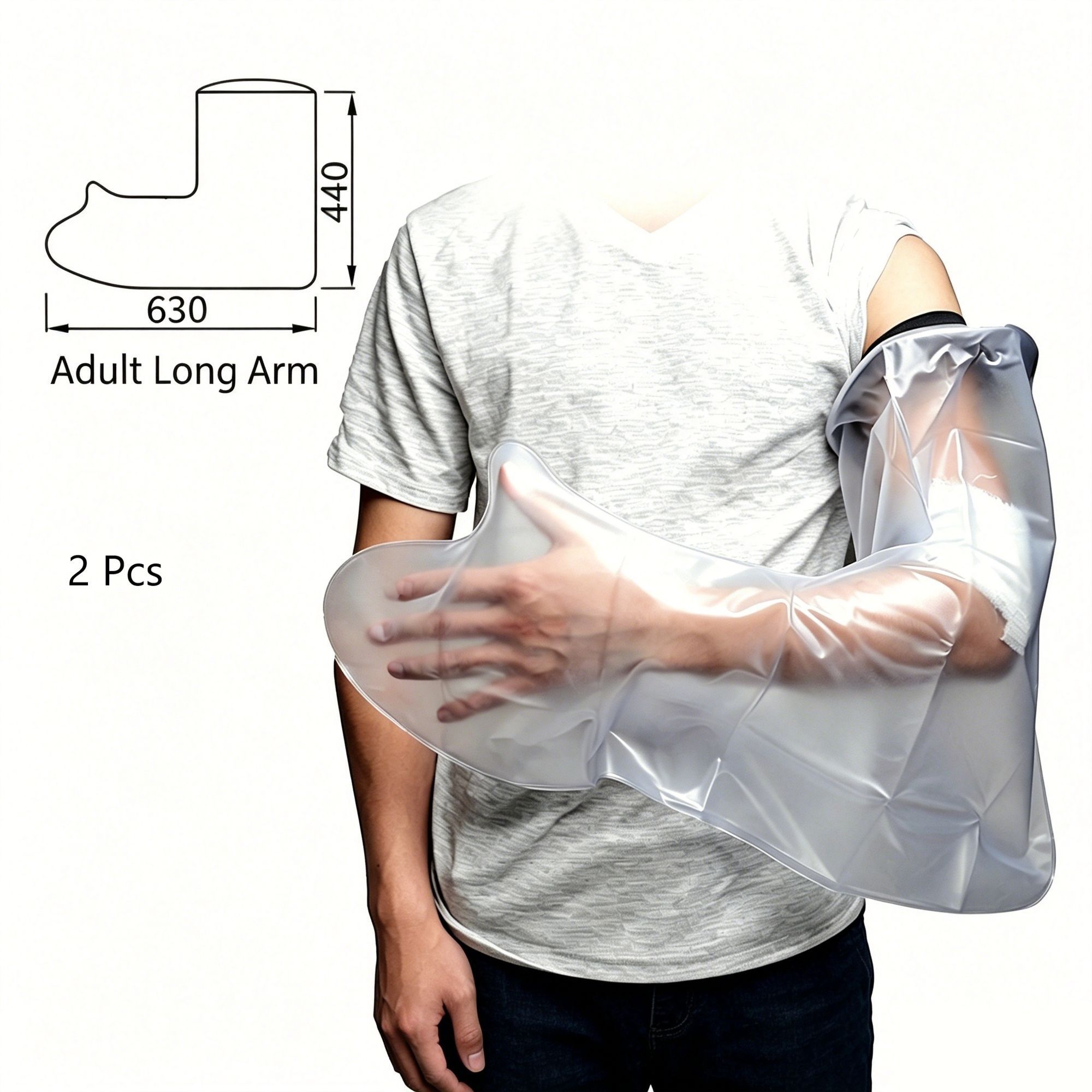 Adult Long Arm Injury Shower Cover 2Pcs - Image 1