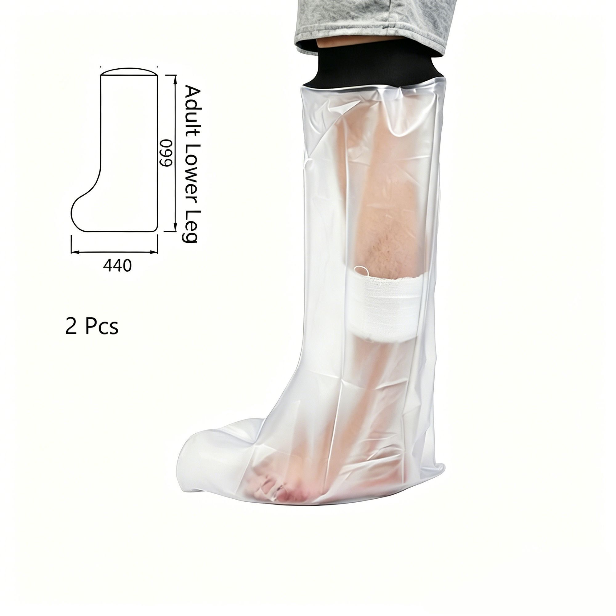 Adult Calf Cast Shower Waterproof Cover 2Pcs - Image 1
