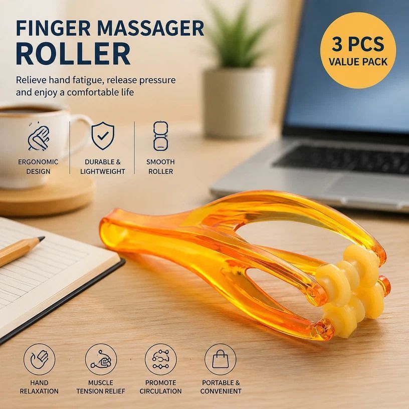 Elastic Finger Roller Massager Hand Fatigue Relief 3Pcs - Image 1