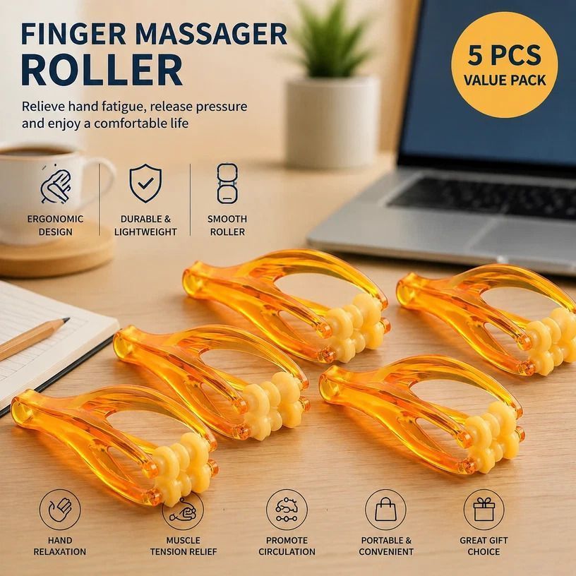 Elastic Finger Roller Massager Hand Fatigue Relief 5Pcs - Image 1