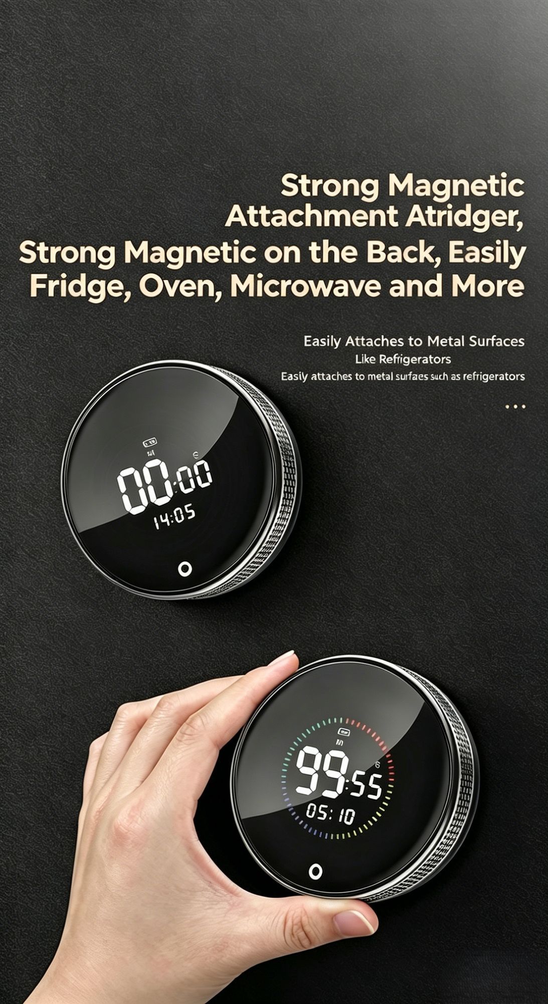 USB Rechargeable Magnetic Rotary Digital Kitchen Timer - Image 4