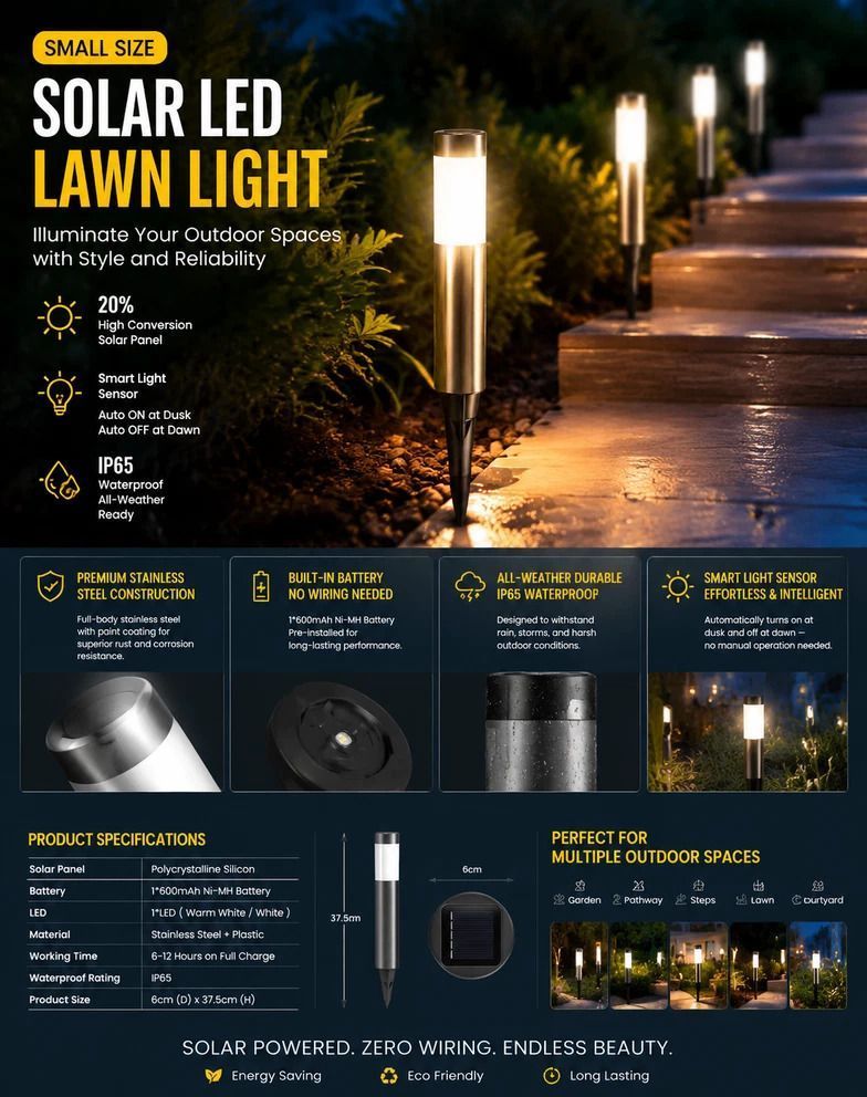 Large Black Warm White Solar LED Outdoor Garden Light - Image 3