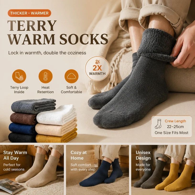 Assorted Thick Fleece Lined Wool Socks Adult All Season Warm Socks 16 Pairs - Image 4