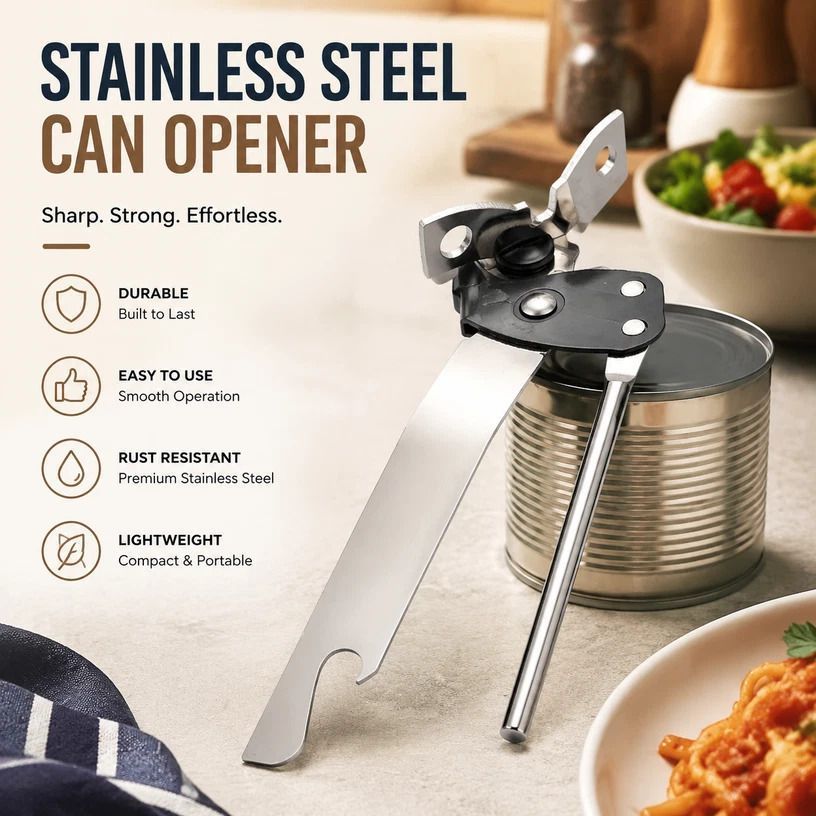 Simple Manual Stainless Steel Can Opener Multi Purpose Kitchen Tool - Image 1
