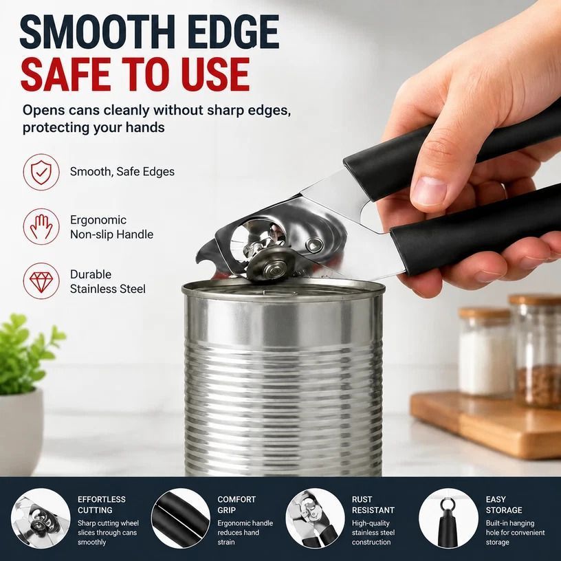 Upgraded Labor Saving Can & Bottle Opener Stainless Steel Household Gadget - Image 3