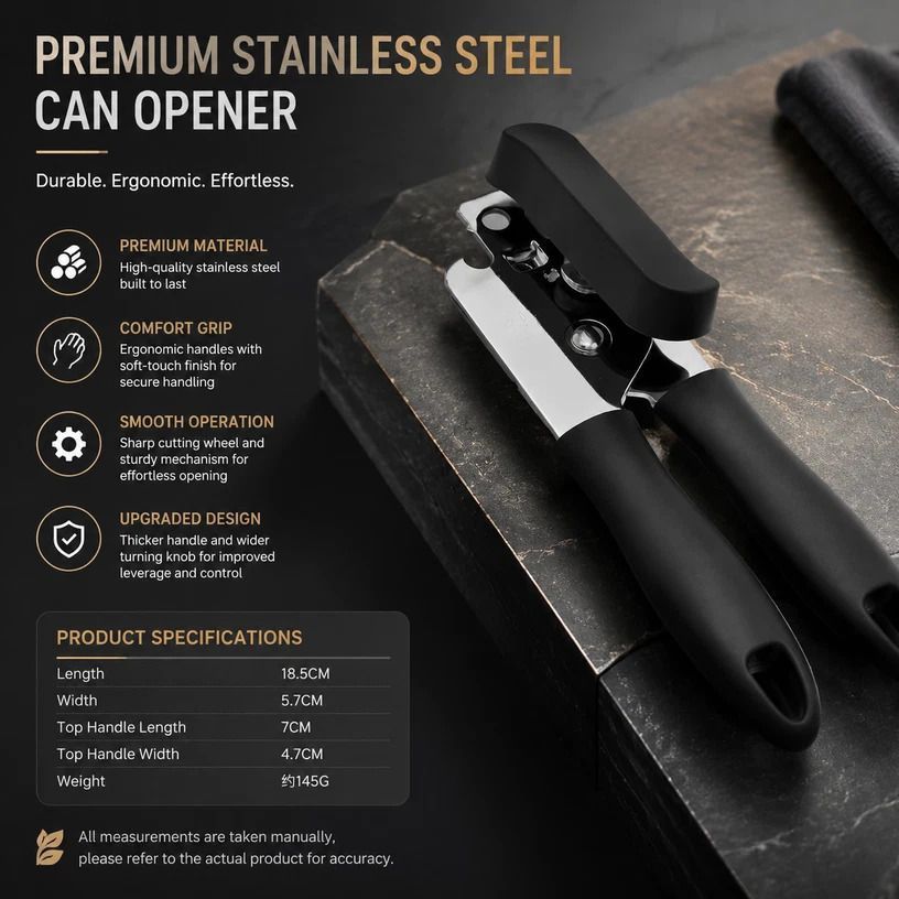 Stainless Steel Can Opener Combo 2Pcs Manual Multi Purpose Kitchen Tool - Image 2