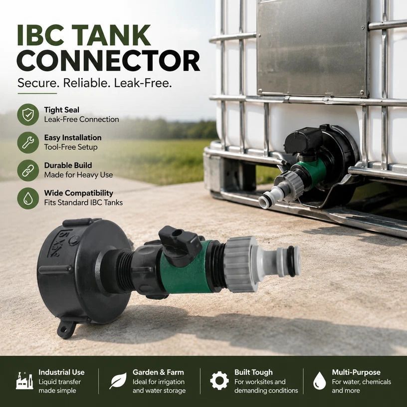 S60*6 Outlet Nipple Connector With Control Valve For IBC Tote - Image 1