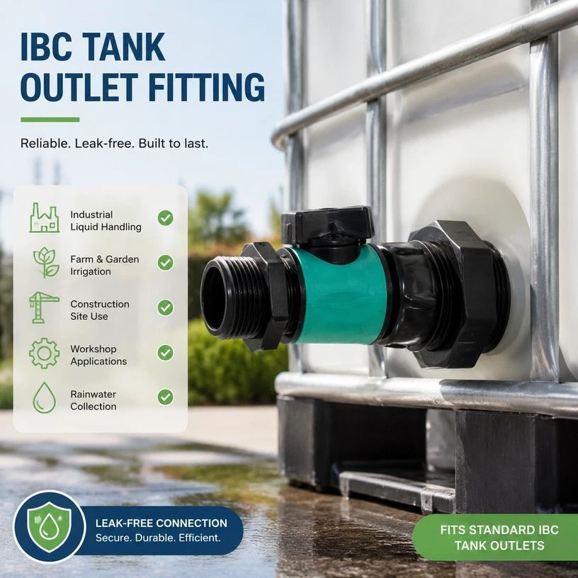3/4in Tank Base Dual Purpose Control Valve IBC Tote Bottom Fitting - Image 1
