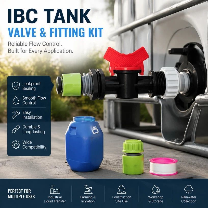 3/4 Inch Tank Base & Tap Valve Set With Garden Hose Connector - Image 1