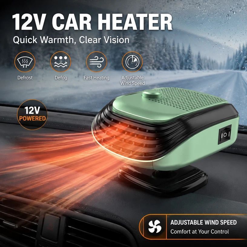 12V Green Vehicle Heater High Power Quick Defogger For Cars - Image 1