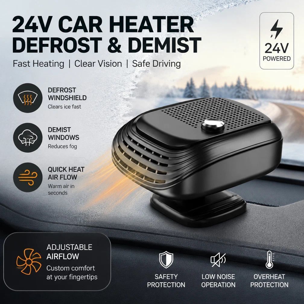 24V White Truck Cab Heater Quick Windshield Defogging Warmer - Image 1