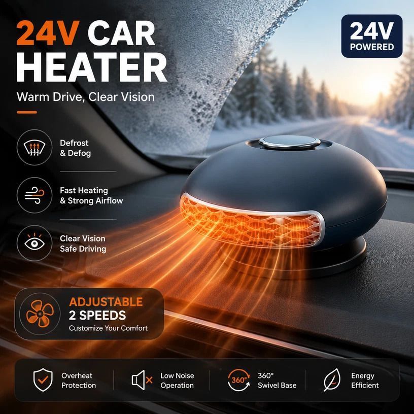 12V Black Gold Car Heater Fast Warm Windshield Defroster - Image 1