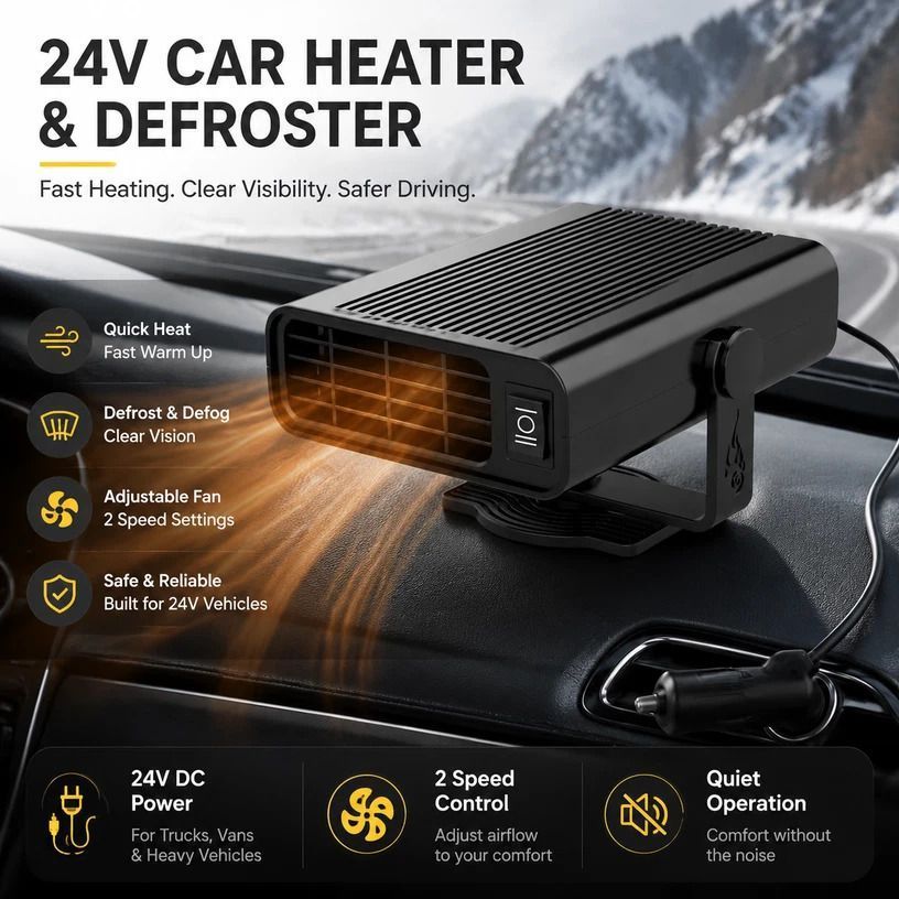 12V Blue Vehicle Heater Quick Heating Windshield Defrost Tool - Image 1