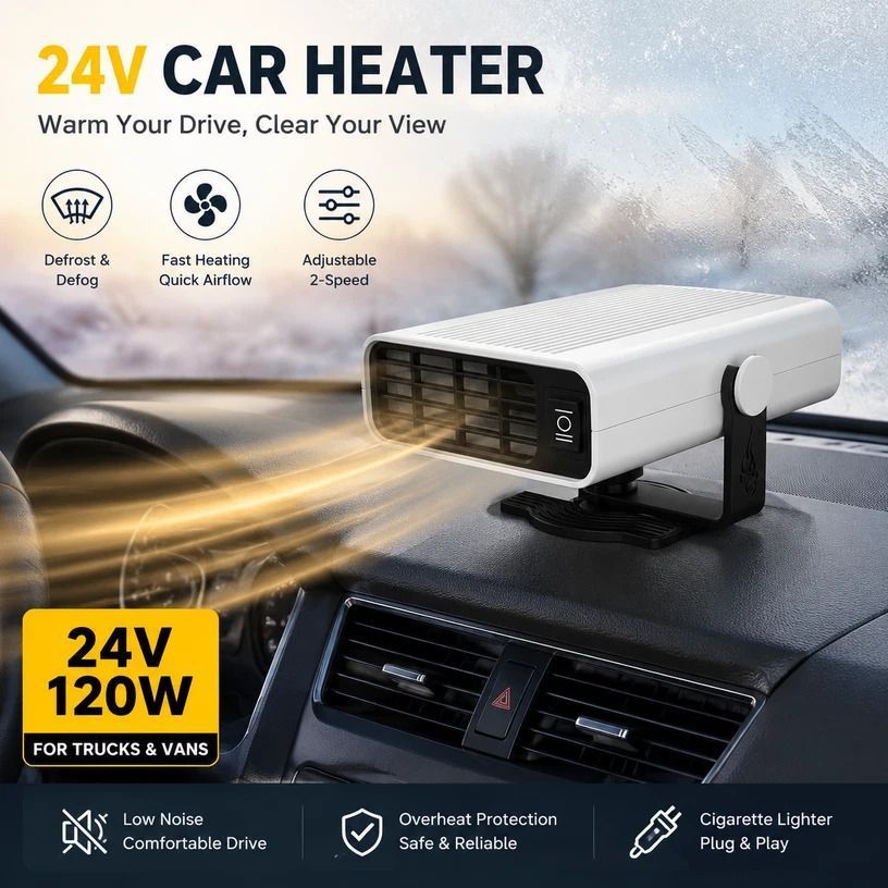 12V Black Silver Car Heater Rapid Heating Windshield Defogger - Image 1