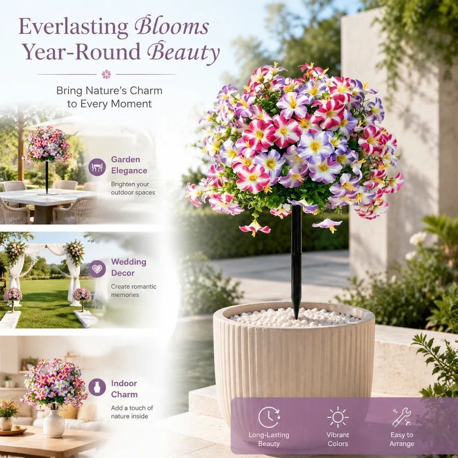 Mixed Shade Morning Glory Artificial Stems Eucalyptus Floral Styling Prop - Image 1